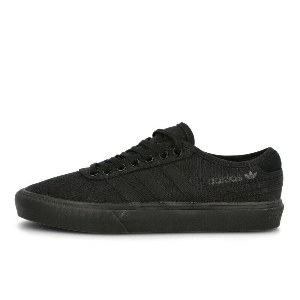 Adidas Originals Black Canvas Delpala Low Top Lace Up Flat Shoes Size 5 For Boys